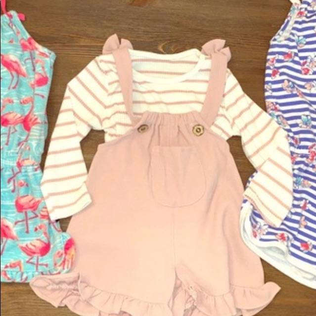 Girls 2t Romper Pink New Boutique Top Romper Set